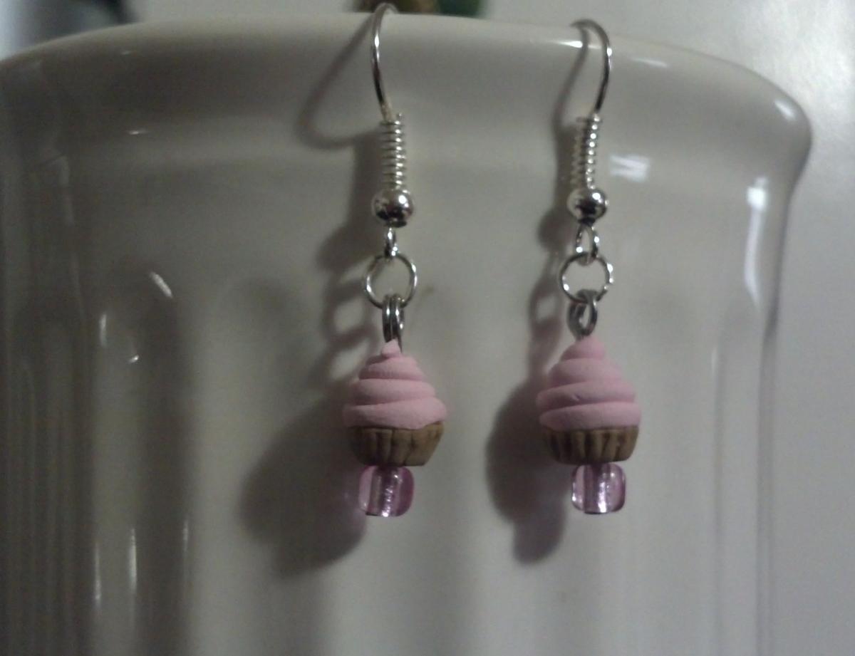 Light Pink Miniature Cupcake Earrings
