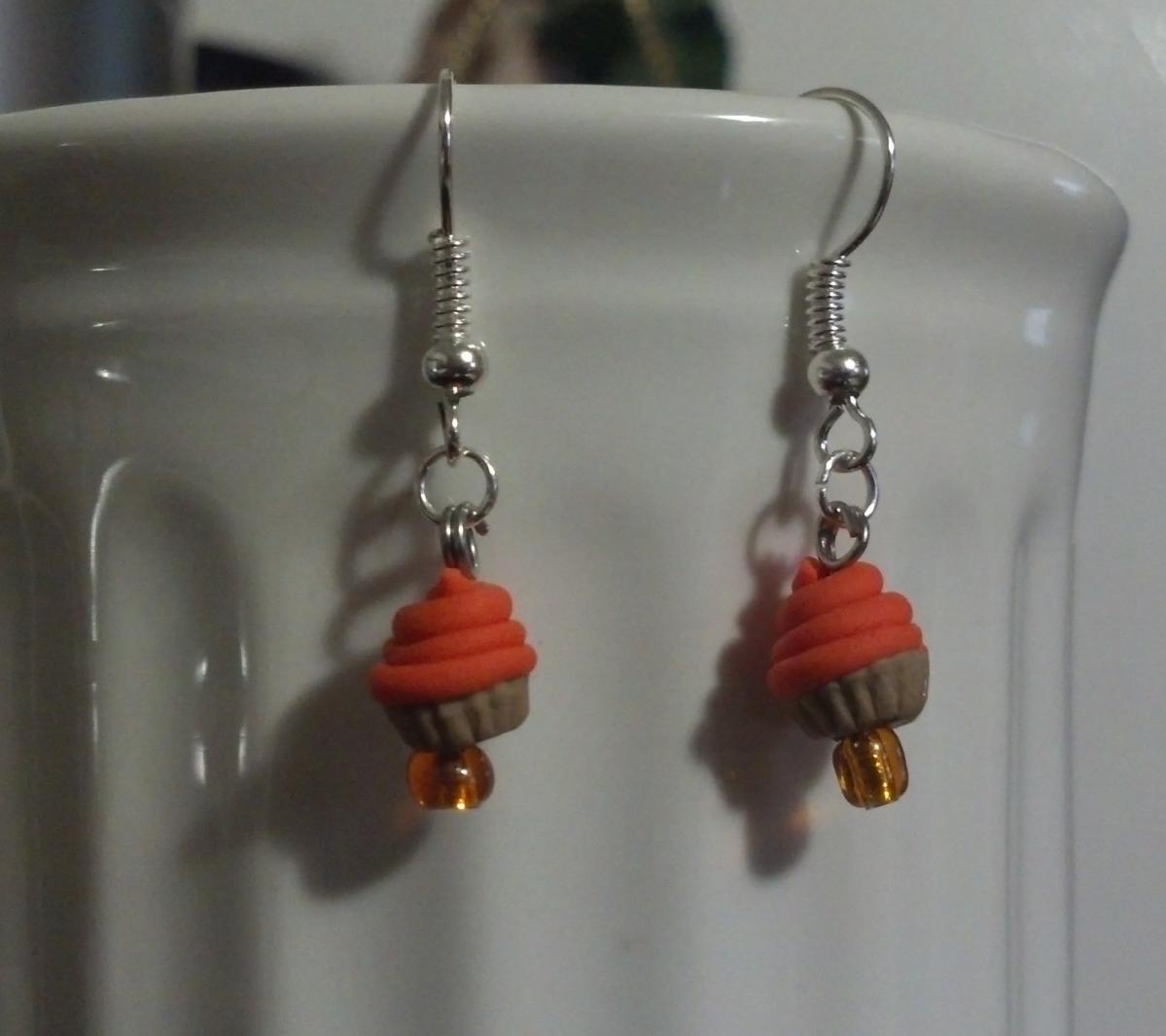 Orange Miniature Cupcake Earrings