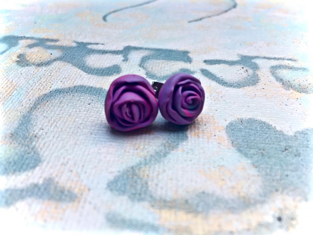 Purple Rose Studs